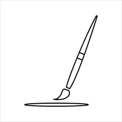 Small paint brush silhouette isolated on white background. Paint brush icon vector illustration design.