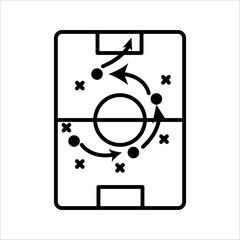 soccer tactics icon, game success strategy in football, scheme play, vector illustration on white background