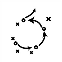 soccer tactics icon, game success strategy in football, scheme play, vector illustration on white background