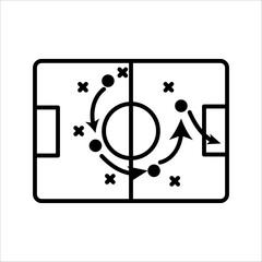 soccer tactics icon, game success strategy in football, scheme play, vector illustration on white background