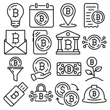 Cryptocurrency Essentials Icon Set Outline Style (Part 2)