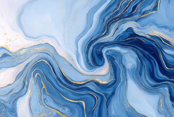 Obraz premium Elegant Blue and White Marble Texture with Luxurious Gold Veins and Fluid Art Swirls 
