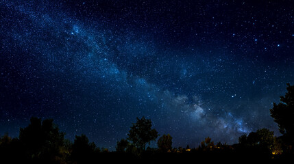The Milky Way galaxy shines brightly in a starry night sky