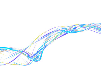 Abstract Intertwined Blue Yellow Purple Wave Lines on White Background