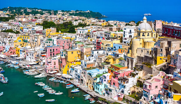 Panoramic view of Procida Island, Campania, Italy