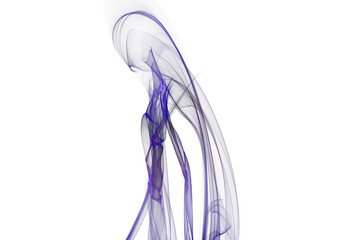 Abstract Purple and Black Smoke Swirls on White Background