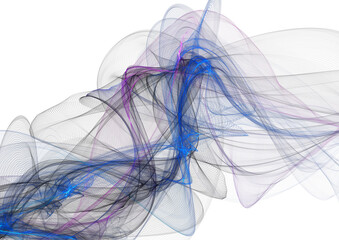 Abstract Flowing Shapes in Blue Purple Gray on White Background