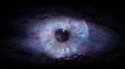 Cosmic Iris Eye in Space: Abstract Galactic Vision with Nebula Clouds and Stars © adimas