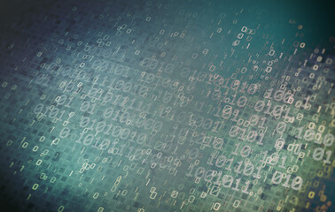 Abstract Digital Data Stream With Binary Code and Matrix Pattern in Futuristic Cyber Space