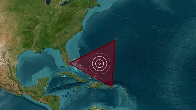 Bermuda Triangle Mystery Map Animation with Red Glowing Line Highlights