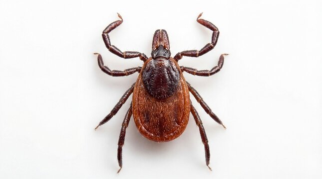 Engorged Deer Tick Close-Up on White Background for Medical Information.