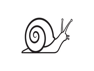 A black and white line drawing of a snail with a spiral shell © PNG_Vector Gallery