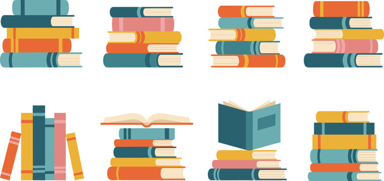  book and library icon set bookshelf vector education and reading symbols 