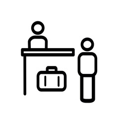 Hotel reception icon. Vector graphic, not Artificial Intelligence, logo illustration. Replaceable vector design.