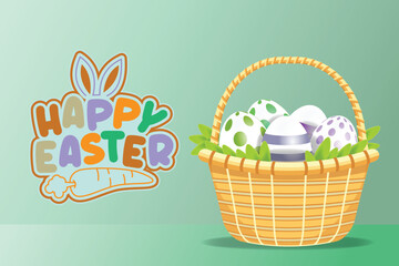 Happy Easter Illustration, Spring Easter Concept.