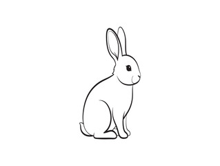 Obraz premium A simple line drawing of a rabbit sitting and looking to the right
