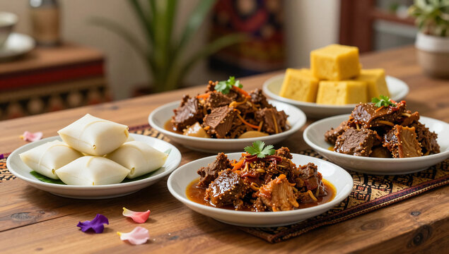 Authentic Southeast Asian Eid Feast with Traditional Dishes