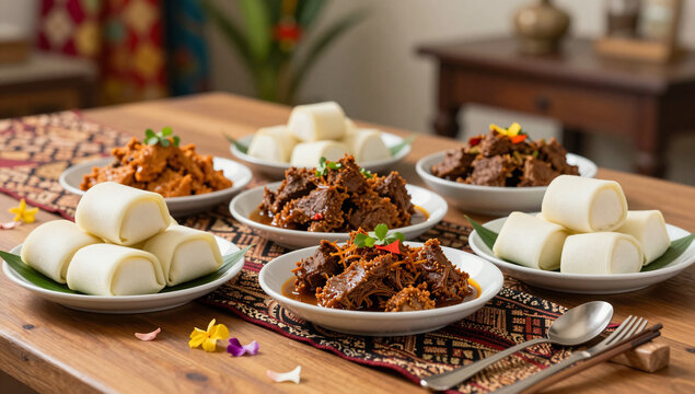 Authentic Southeast Asian Eid Feast with Traditional Dishes