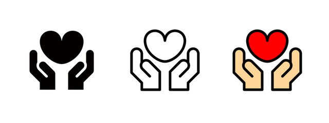 Heart and hand symbol for charity and Valentine's Day designs