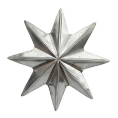 Obraz premium Shiny metallic eight-point star ornament 3D render isolated on Transparent Background