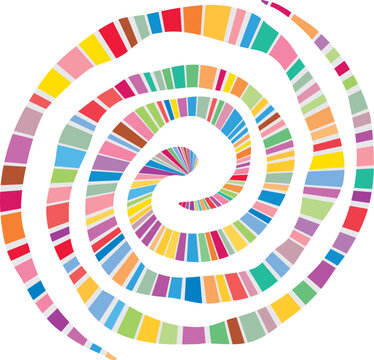 multicolor vintage retro rainbow technicolor impact segment spiral swirl logo background vector design element