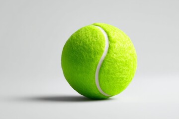 Bright Green Tennis Ball on Clean Surface with Minimalistic Background