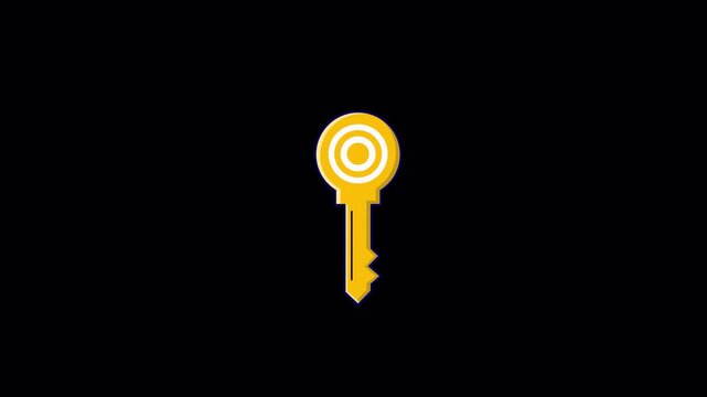 Golden Key with Target  Concept Animation Video - Transparent