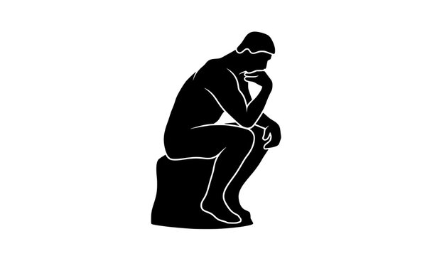 Minimal Thinker silhouette icon vector for philosophy concepts