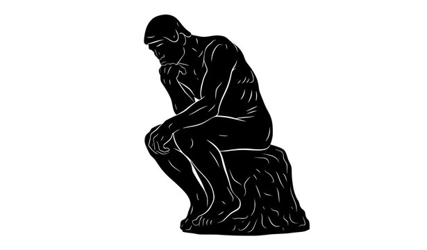 Decorative Thinker sculpture silhouette vector fine art design