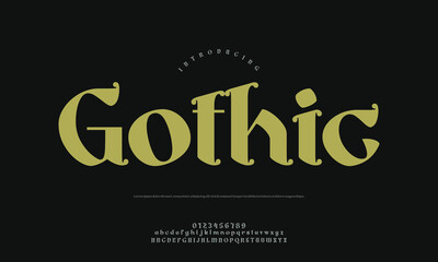 Elegant Gothic Blackletter Font Style Vector Illustration for Historical Themes, Mystical Branding, and Decorative Designs