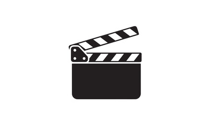 Black Movie Clapper Board on White Background