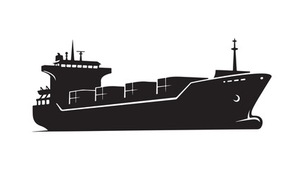 Obraz premium Cargo Ship Silhouette on White Background