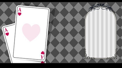 トランプのハートのエースとゴシックなフレームの背景素材