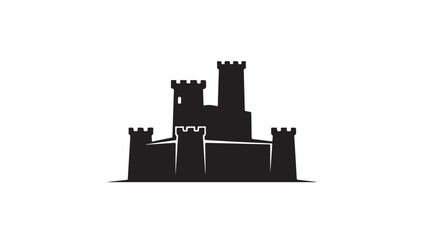 Black Castle Silhouette on White Background © No