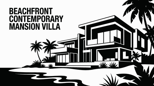 beachfront contemporary mansion villa architecture building highlighting modern luxury residential property real estate design with refined exterior construction in ocean coastal landscape for housing