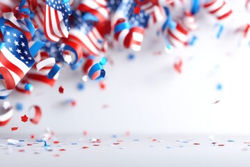 Obraz premium Energetic 3D Independence Celebration with Red, White, and Blue Decorations