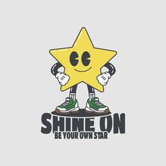 Groovy retro cartoon star Vector illustration