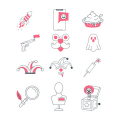 set of doodle icons April fools
