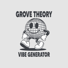 Groovy retro cartoon disco ball Vector illustration