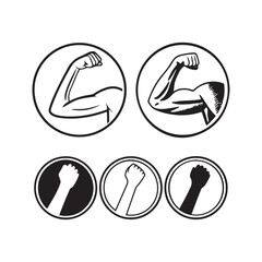 Strength and Power Bicep and Fist Icons