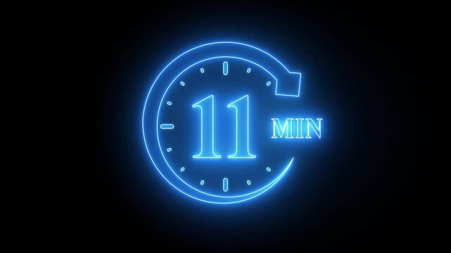 Neon Clock with 11 O' Clock Time Glowing Blue Digital Clock Face clock glowing clock blue clock 11 o'clock