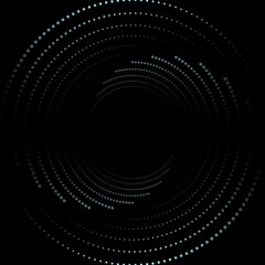 Fototapeta premium Sound wave rhythm lines spiral dynamic abstract vector background in circle dot shape