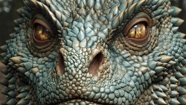 Ultra detailed close up of a fantasy dragon face with textured reptile scales and glowing eye creating a dramatic mythical creature background