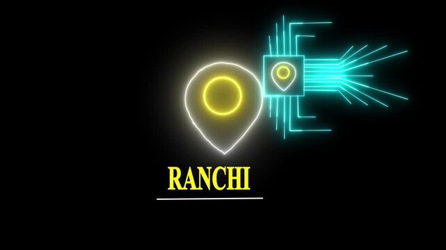 Interactive Ranchi City or Country Map Navigation: Locating Points of Interest with Digital Technology. Name of the place with the location has been displayed,4k video