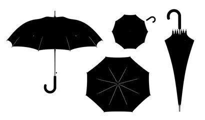 Realistic Black umbrella vector set isolated on white background © Najmul