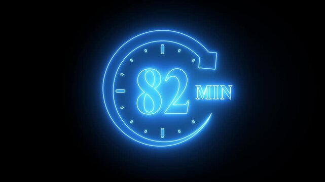 Neon Clock 82 Seconds Countdown Timer Glow Effect blue neon