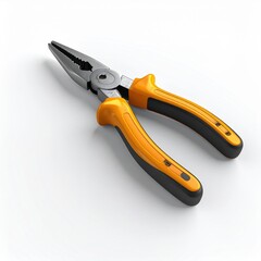 Obraz premium A Pair Of Long Nose Pliers With Orange And Black Handles Rests On A White Surface With Subtle Shadows