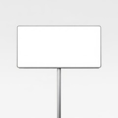Obraz premium A blank rectangular sign on a metal pole against a white background.