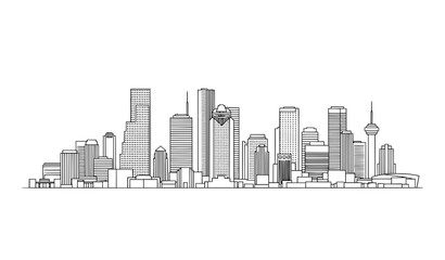 Minimal Houston downtown skyline outline vector design © SobujChandra