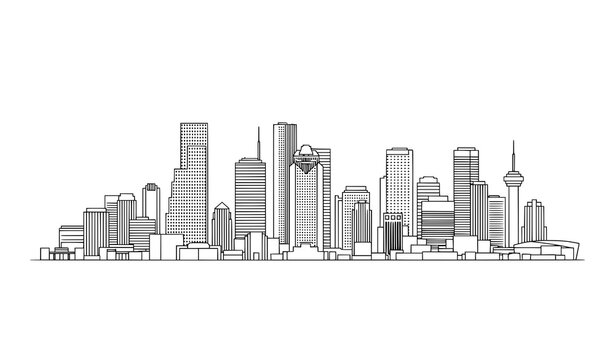 Minimal Houston downtown skyline outline vector design